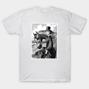 Vintage horsewoman engraving T-Shirt